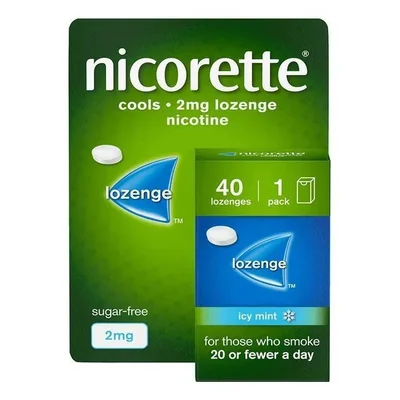 نيكوريت (Nicorette) أقراص استحلاب للمساعدة على الإقلاع عن التدخين، تخفيف أعراض الانسحاب والاشتياق، 2 ملغ - 40 قرصًا - Nicorette